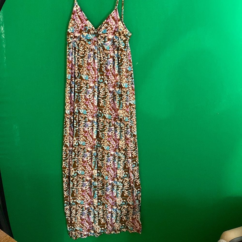 Long dress poly type fabric great boho print